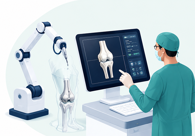 Robotic-assisted joint replacement system with surgeon reviewing digital plan