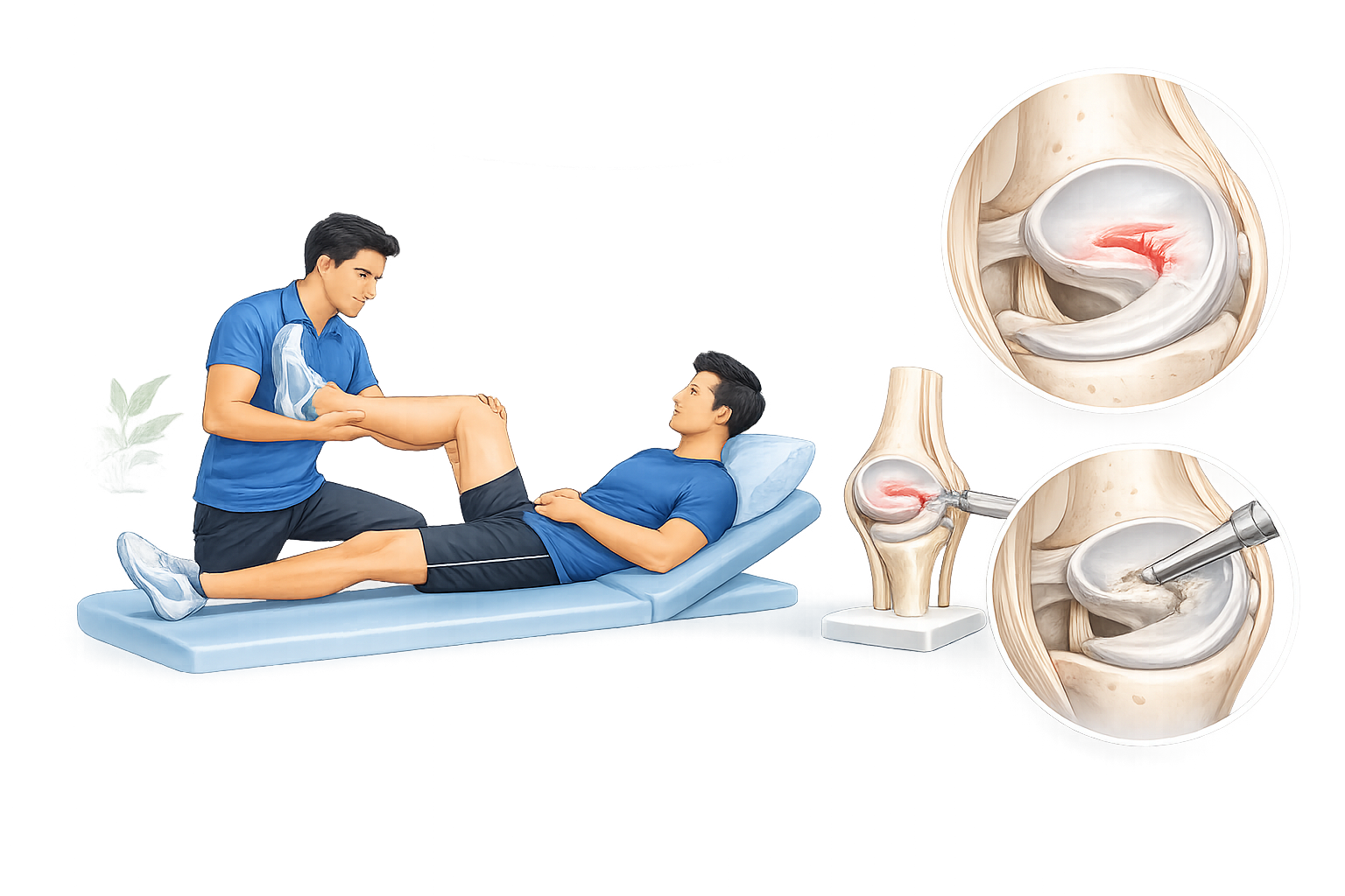 Physiotherapy and arthroscopic treatment for meniscus tear